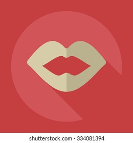 Flat modern design with shadow icons lips