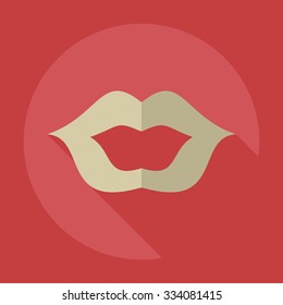 Flat modern design with shadow icons lips