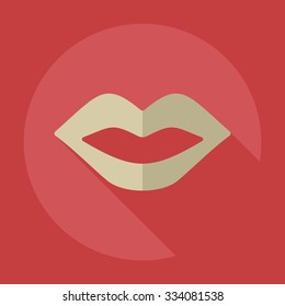 Flat modern design with shadow icons lips