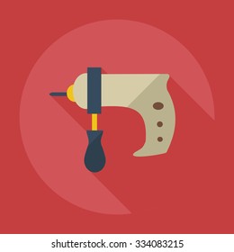 Flat modern design with shadow icons drill
