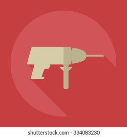 Flat modern design with shadow icons drill