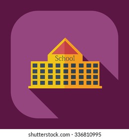 Flat modern design with shadow icons school building