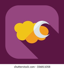 Flat modern design with shadow icons moon