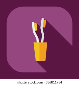 Flat modern design with shadow icons toothbrush