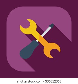Flat modern design with shadow icons wrench
