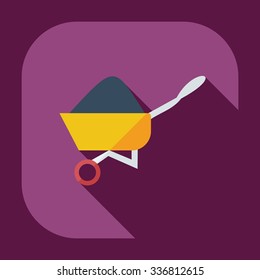 Flat modern design with shadow icons wheelbarrow