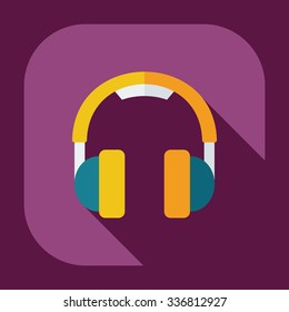 Flat modern design with shadow icons headphones