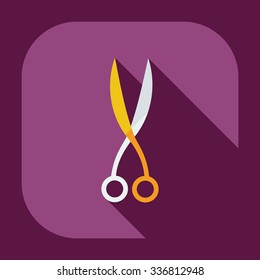 Flat modern design with shadow icons scissors