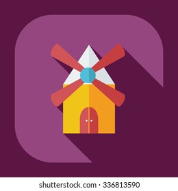 Flat modern design with shadow icons mill