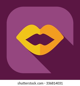 Flat modern design with shadow icons lips