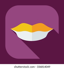 Flat modern design with shadow icons lips