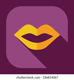 Flat modern design with shadow icons lips