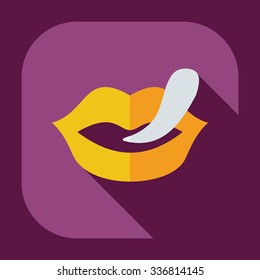Flat modern design with shadow icons lips
