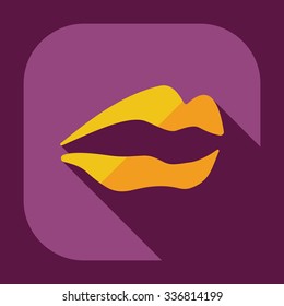 Flat modern design with shadow icons lips