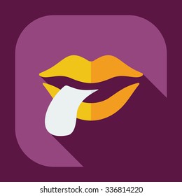 Flat modern design with shadow icons lips