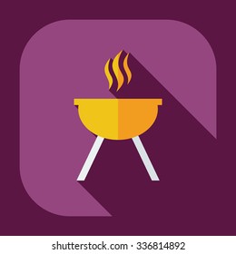 Flat modern design with shadow icons barbecue