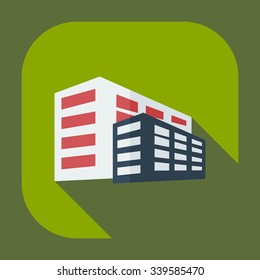 Flat modern design with shadow icons building