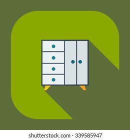 Flat modern design with shadow icons chest of drawers