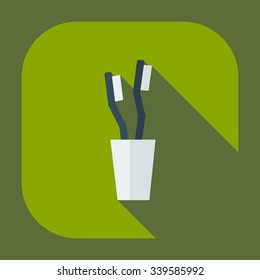 Flat modern design with shadow icons toothbrush