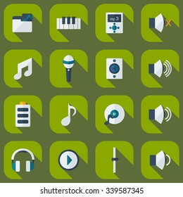 Flat modern design with shadow icons music