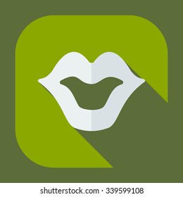 Flat modern design with shadow icons lips