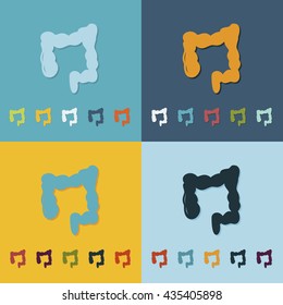 Flat modern design with shadow icons large intestine