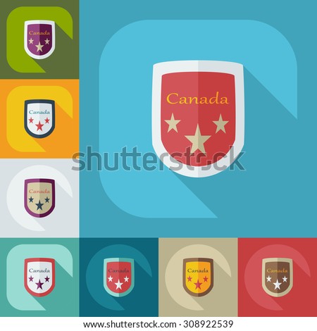 Flat modern design with shadow icons arms of canada