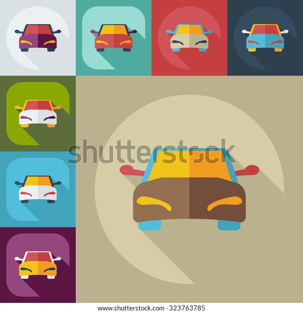 Flat modern design\
with shadow icons car
