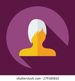 Flat modern design with shadow Man silhouette creative hairstyle