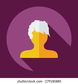 Flat modern design with shadow Man silhouette creative hairstyle