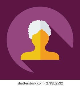 Flat modern design with shadow Man silhouette creative hairstyle