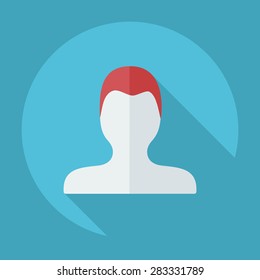 Flat modern design with shadow Man silhouette creative hairstyle
