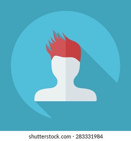 Flat modern design with shadow Man silhouette creative hairstyle