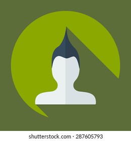 Flat modern design with shadow Man silhouette creative hairstyle