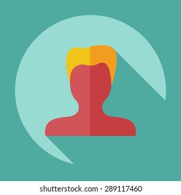 Flat modern design with shadow Man silhouette creative hairstyle