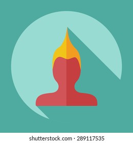Flat modern design with shadow Man silhouette creative hairstyle