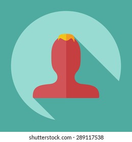 Flat modern design with shadow Man silhouette creative hairstyle