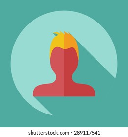 Flat modern design with shadow Man silhouette creative hairstyle