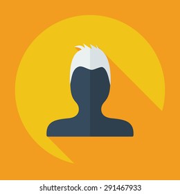 Flat modern design with shadow Man silhouette creative hairstyle