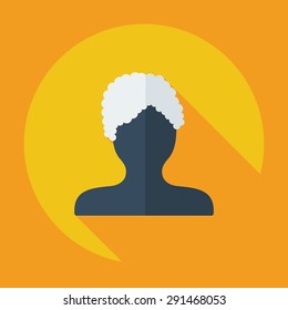 Flat modern design with shadow Man silhouette creative hairstyle