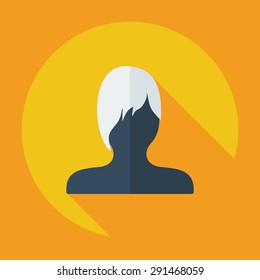 Flat modern design with shadow Man silhouette creative hairstyle
