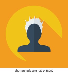 Flat modern design with shadow Man silhouette creative hairstyle