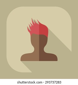 Flat modern design with shadow Man silhouette creative hairstyle