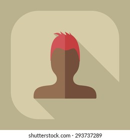 Flat modern design with shadow Man silhouette creative hairstyle