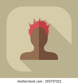 Flat modern design with shadow Man silhouette creative hairstyle