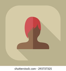 Flat modern design with shadow Man silhouette creative hairstyle