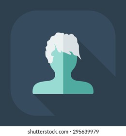 Flat modern design with shadow Man silhouette creative hairstyle