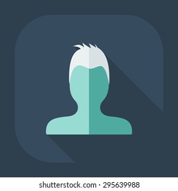 Flat modern design with shadow Man silhouette creative hairstyle