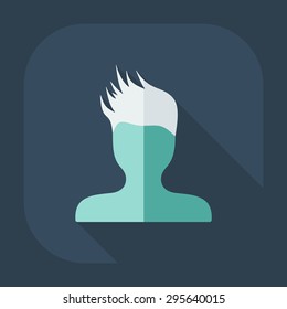 Flat modern design with shadow Man silhouette creative hairstyle