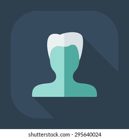 Flat modern design with shadow Man silhouette creative hairstyle